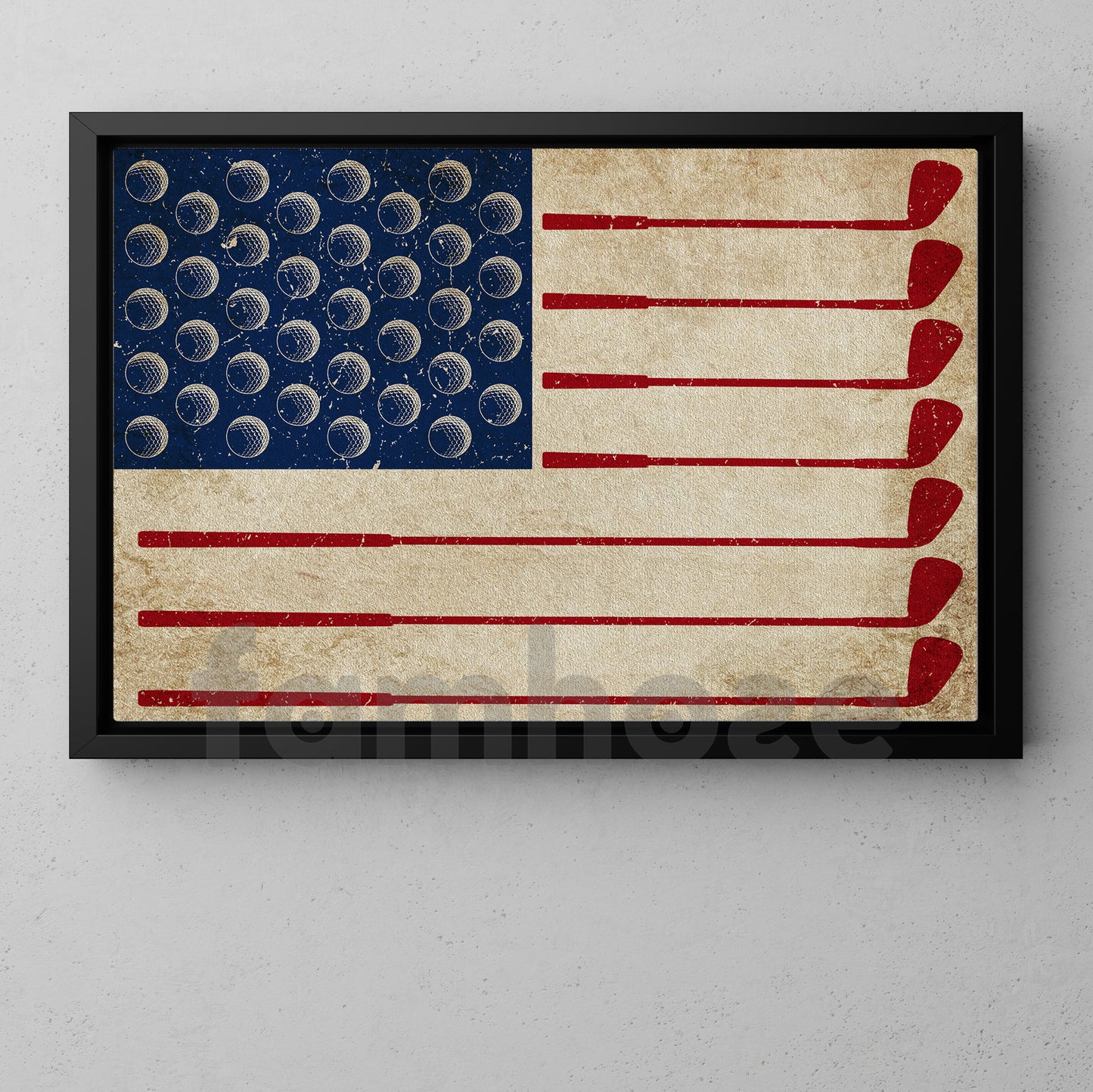 July 4th Golf Canvas Painting, American Flag Made From Golf Sport Wall Art Decor, Poster Independence Day Gift For Golf Lovers