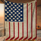 July 4th Hockey Fleece Blanket, American Flag Made From Hockey Sport Woven Blanket, Cool Sherpa Blanket Independence Day Gift For Hockey Lovers