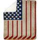 July 4th Hockey Fleece Blanket, American Flag Made From Hockey Sport Woven Blanket, Cool Sherpa Blanket Independence Day Gift For Hockey Lovers