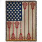 July 4th Lacrosse Fleece Blanket, American Flag Made From Lacrosse Sport Woven Blanket, Cool Sherpa Blanket Gift For Lacrosse Lovers