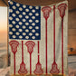 July 4th Lacrosse Fleece Blanket, American Flag Made From Lacrosse Sport Woven Blanket, Cool Sherpa Blanket Gift For Lacrosse Lovers
