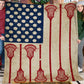 July 4th Lacrosse Fleece Blanket, American Flag Made From Lacrosse Sport Woven Blanket, Cool Sherpa Blanket Gift For Lacrosse Lovers