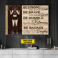 Motivational Personalized Cheerleading Girl Canvas Painting, Be Strong Brave Humble Badass Wall Art Decor, Poster Gift For Cheerleading Lovers