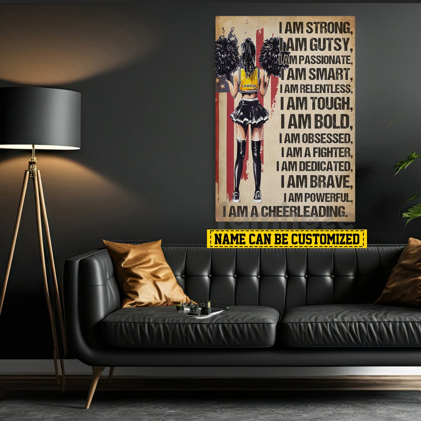 Motivational Personalized Cheerleading Girl Canvas Painting, I Am A Cheerleading Wall Art Decor, Poster Gift For Cheerleader, Cheerleading Lovers