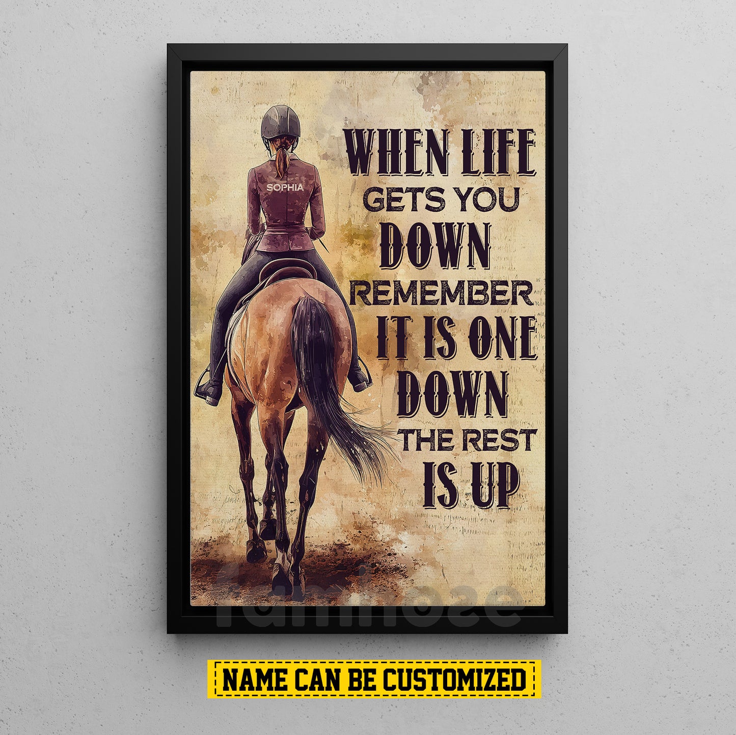 Motivational Personalized Horse Girl Canvas Painting, When Life Gets You Down Wall Art Decor, Poster Gift For Horse Girl