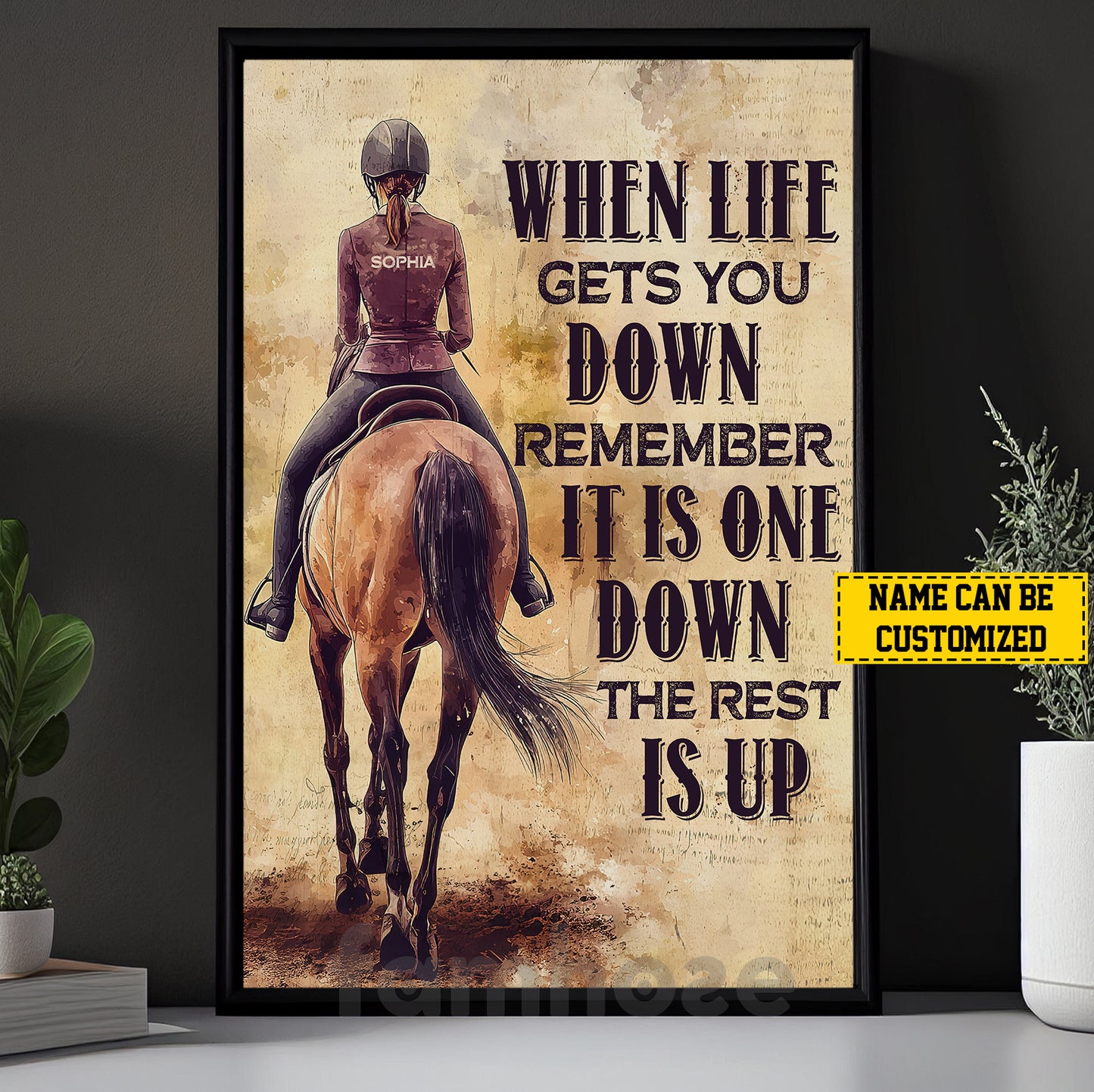 Motivational Personalized Horse Girl Canvas Painting, When Life Gets You Down Wall Art Decor, Poster Gift For Horse Girl