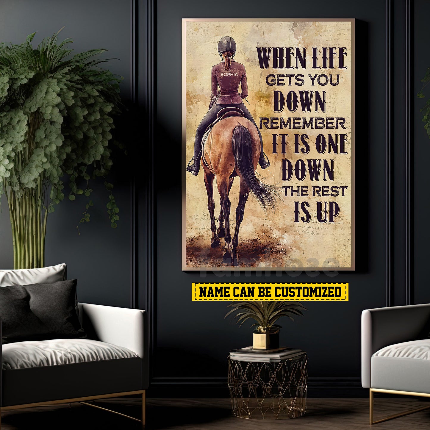 Motivational Personalized Horse Girl Canvas Painting, When Life Gets You Down Wall Art Decor, Poster Gift For Horse Girl