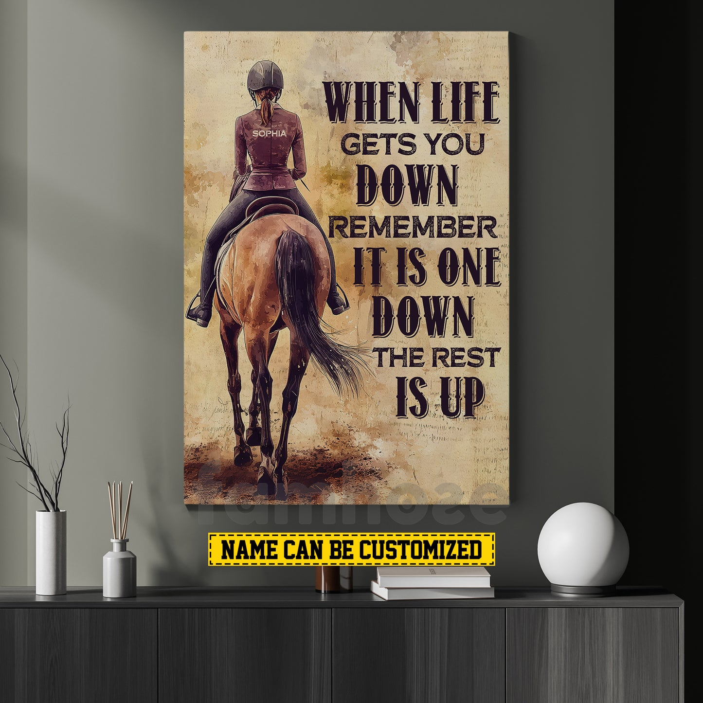 Motivational Personalized Horse Girl Canvas Painting, When Life Gets You Down Wall Art Decor, Poster Gift For Horse Girl