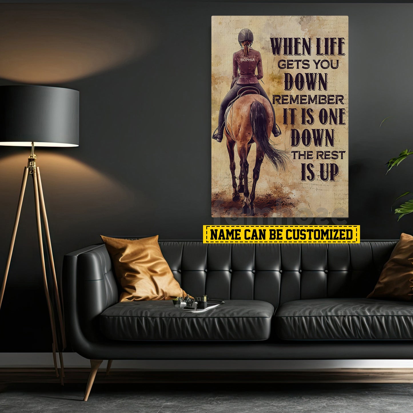 Motivational Personalized Horse Girl Canvas Painting, When Life Gets You Down Wall Art Decor, Poster Gift For Horse Girl