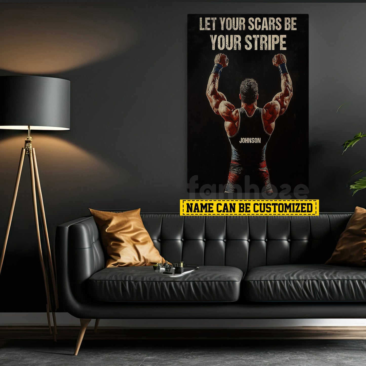 Personalized Wrestling Man Canvas Painting, Let Your Scars Be Your Stripe Wall Art Decor, Poster Gift For Wrestling Lovers