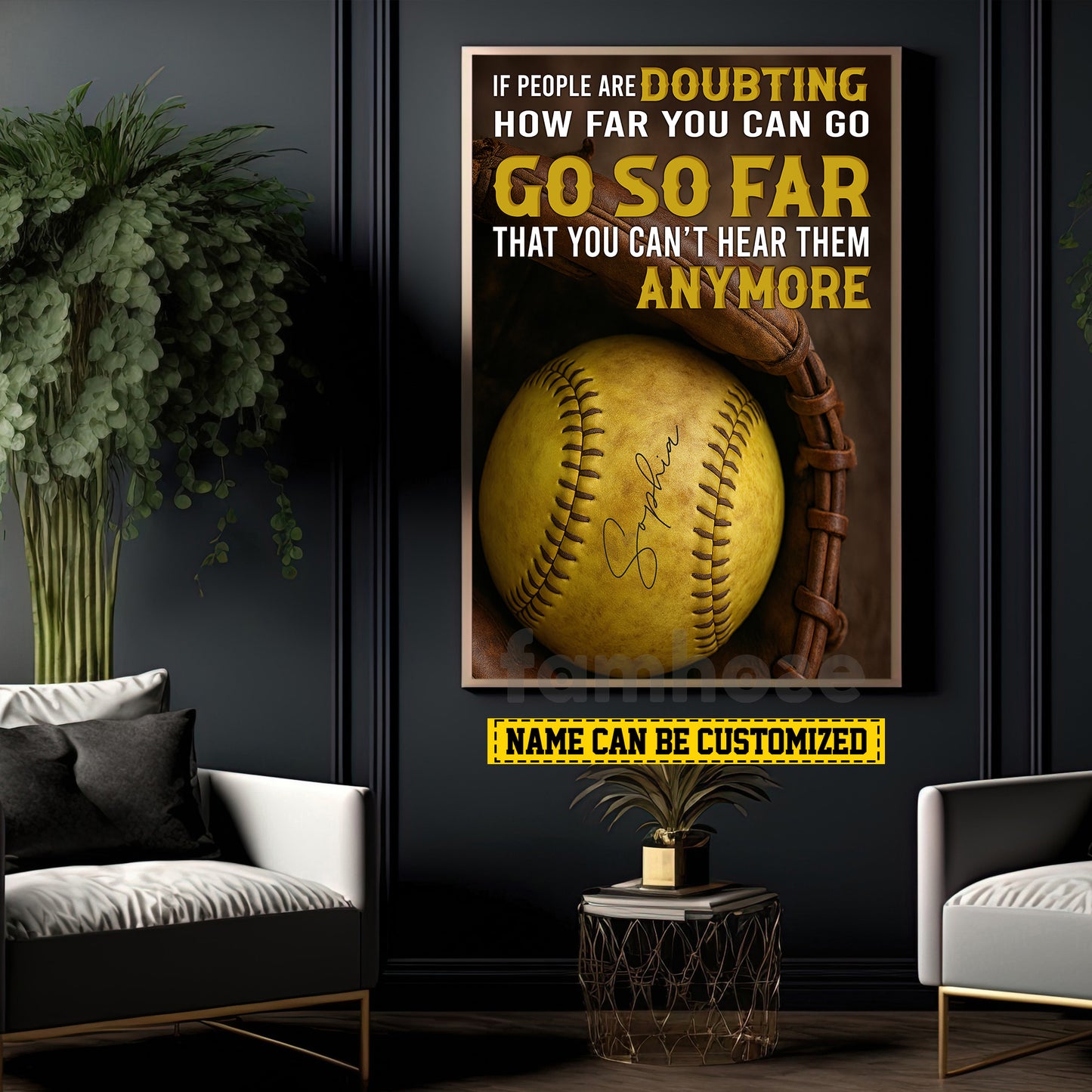 Motivational Personalized Softball Canvas Painting, If People Are Doubting Inspirational Quote Wall Art Decor, Poster Gift For Softball Lovers