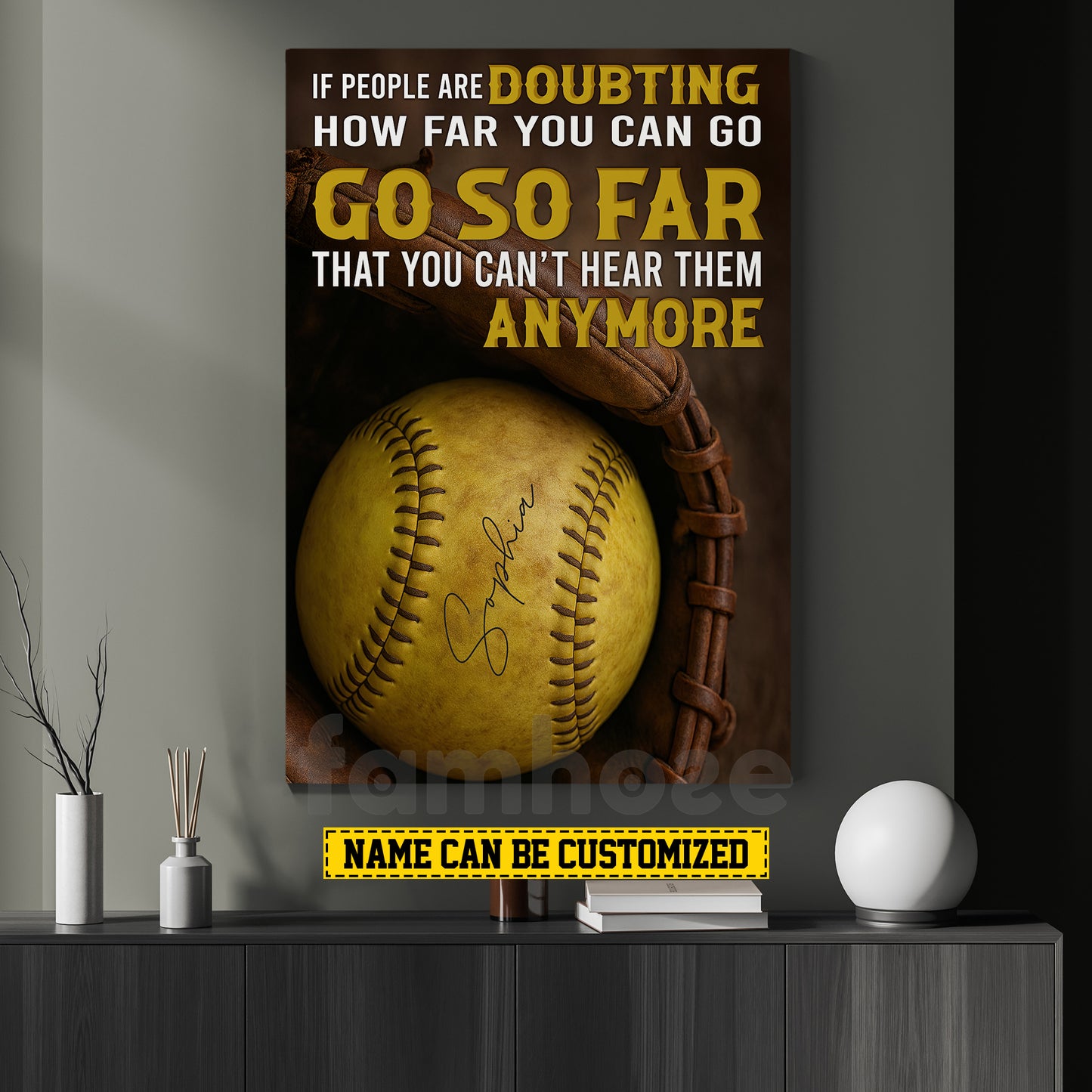 Motivational Personalized Softball Canvas Painting, If People Are Doubting Inspirational Quote Wall Art Decor, Poster Gift For Softball Lovers
