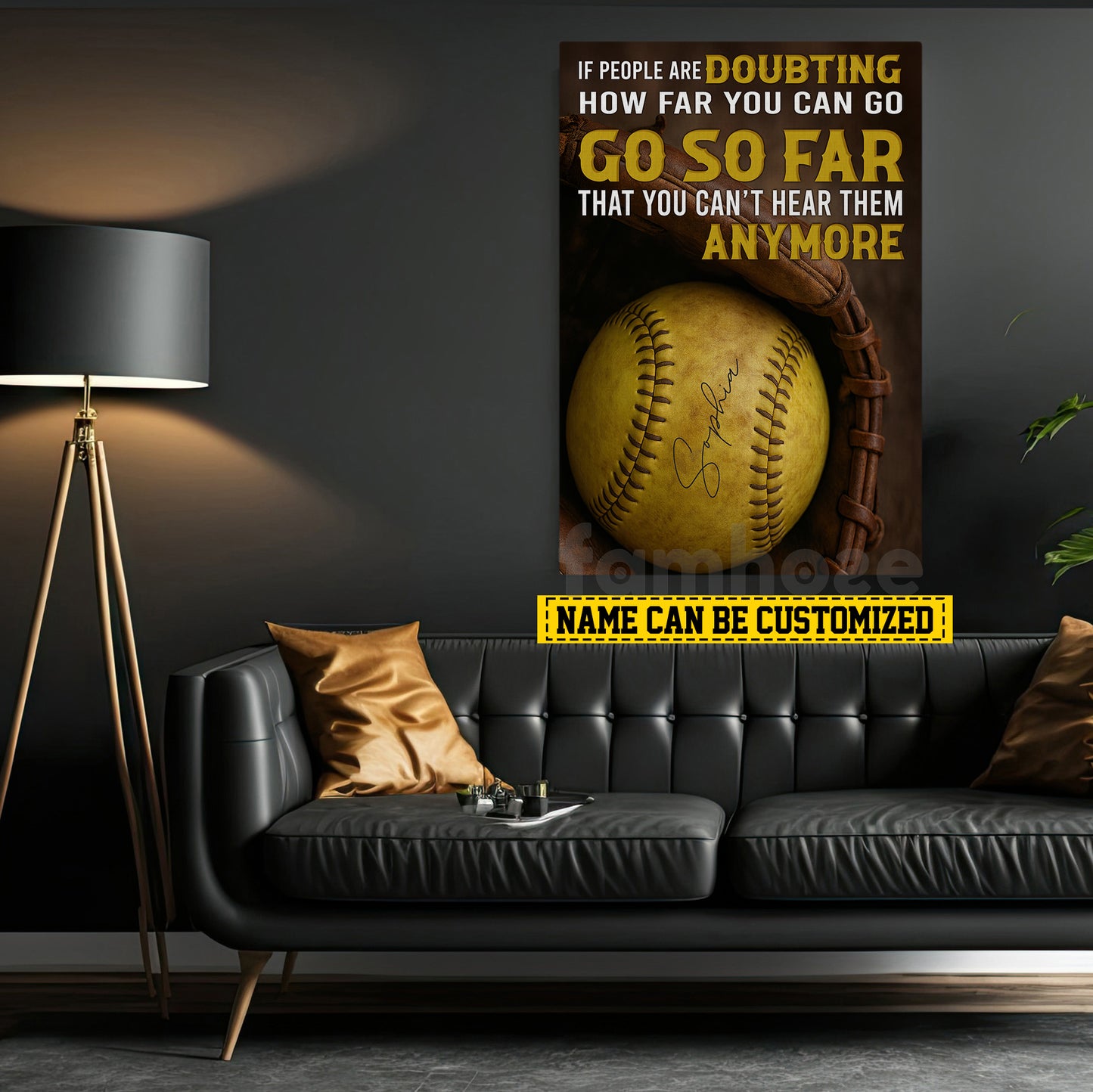 Motivational Personalized Softball Canvas Painting, If People Are Doubting Inspirational Quote Wall Art Decor, Poster Gift For Softball Lovers