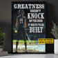 Motivational Personalized Softball Girl Canvas Painting, Greatness Doesn't Knock On The Door Sport Wall Art Decor, Poster Gift For Softball Lovers