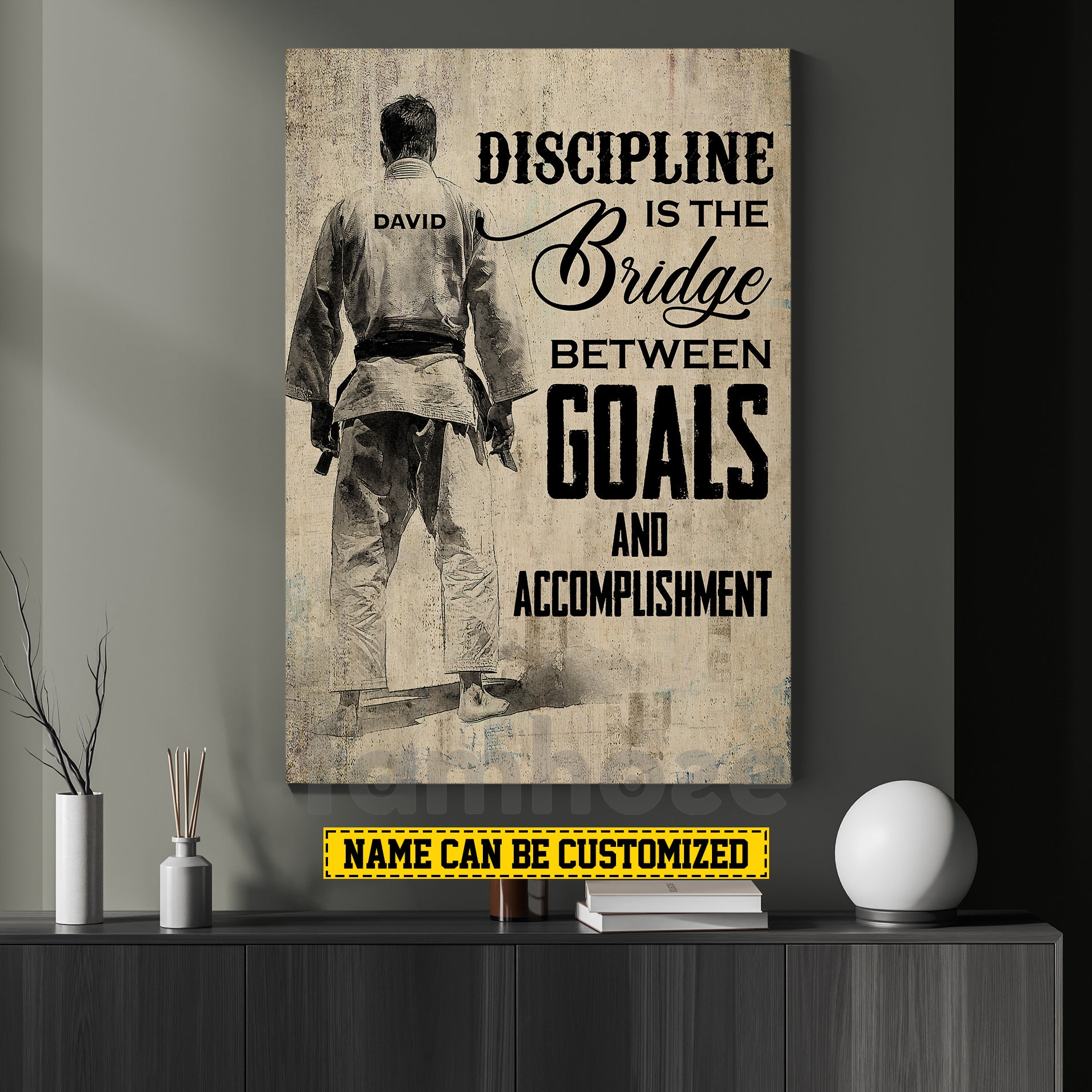 Motivational Personalized Jiu Jitsu Man Canvas Painting