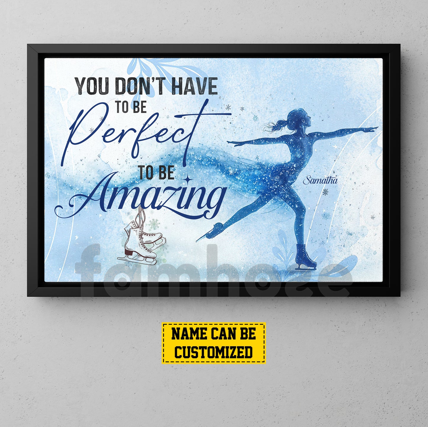 Personalized Ice Skating Woman Canvas Painting, You Don't Have To Be Perfect Sport Wall Art Decor, Poster Gift For Ice Skating Lovers