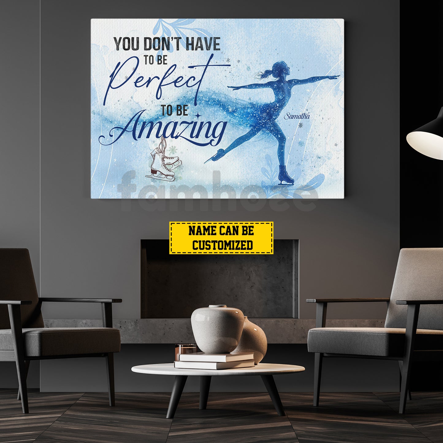 Personalized Ice Skating Woman Canvas Painting, You Don't Have To Be Perfect Sport Wall Art Decor, Poster Gift For Ice Skating Lovers