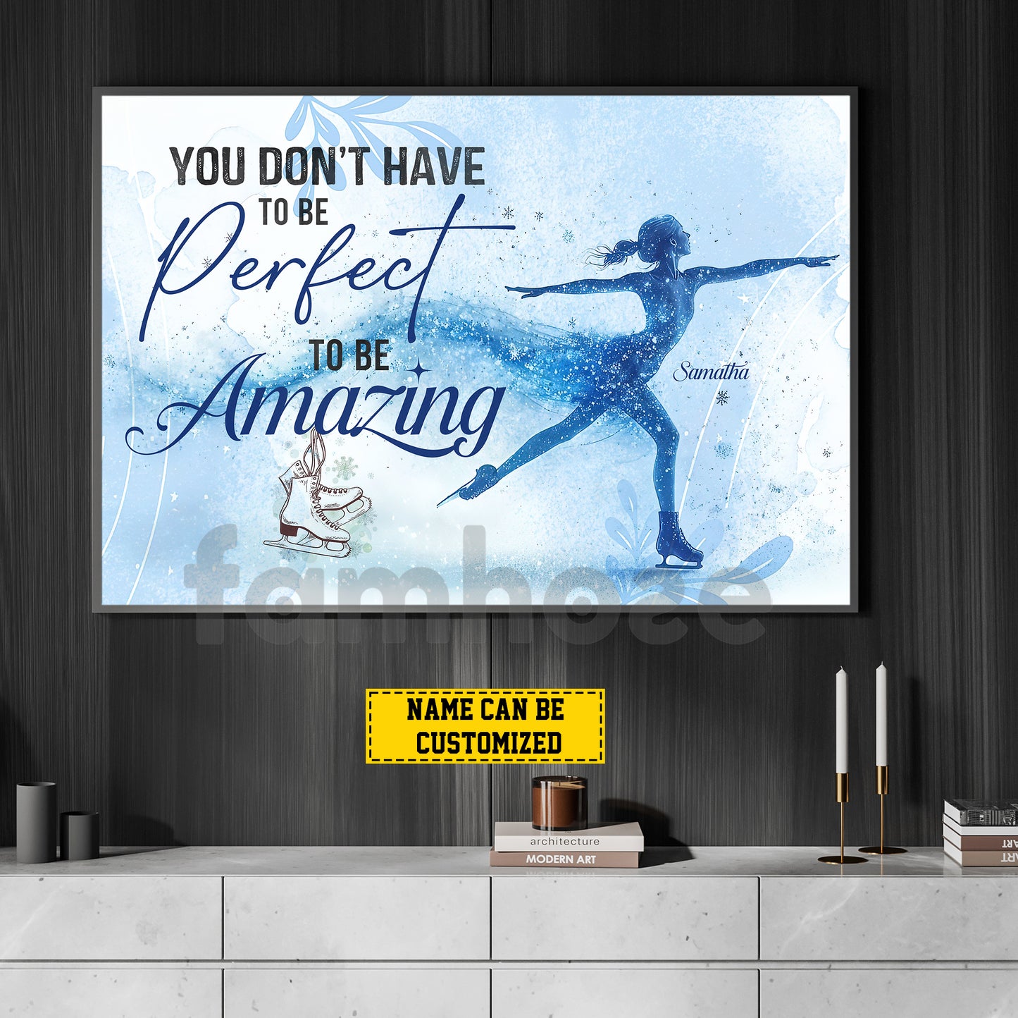 Personalized Ice Skating Woman Canvas Painting, You Don't Have To Be Perfect Sport Wall Art Decor, Poster Gift For Ice Skating Lovers