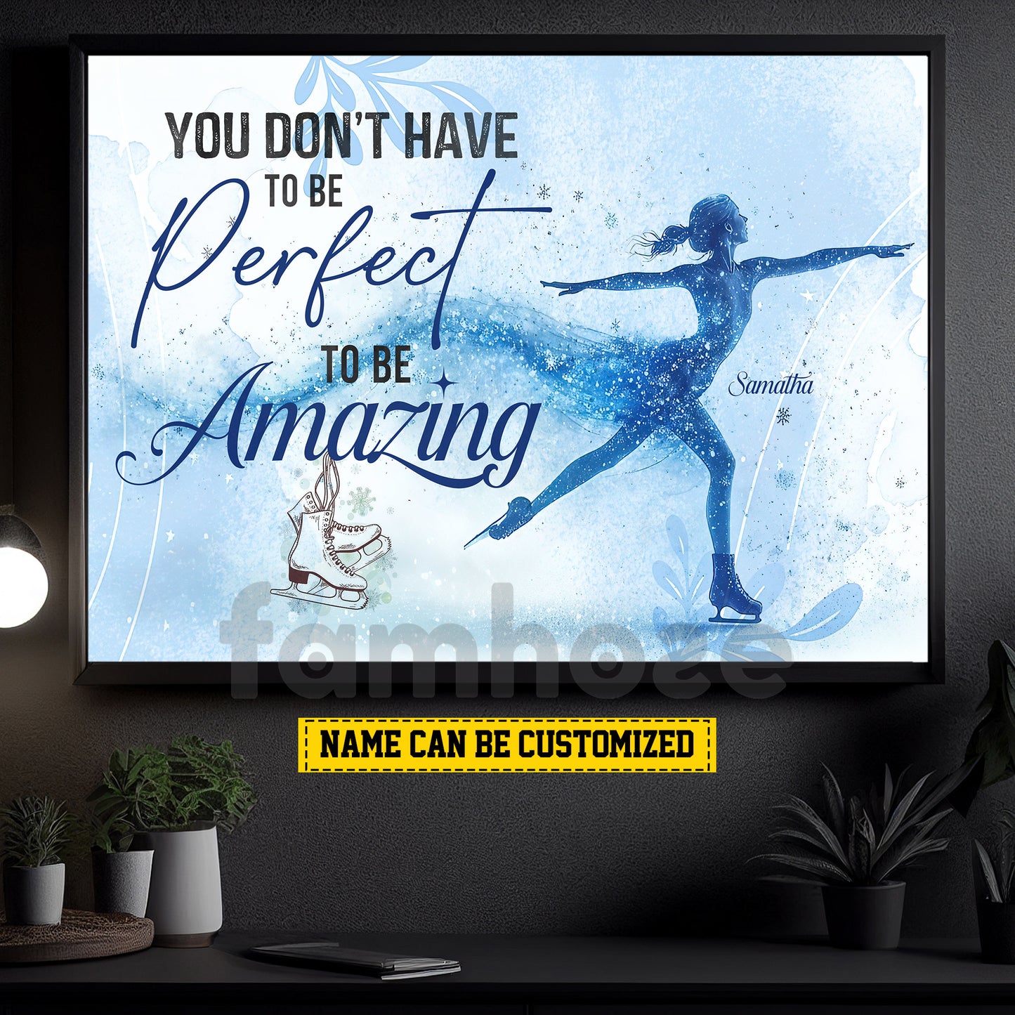 Personalized Ice Skating Woman Canvas Painting, You Don't Have To Be Perfect Sport Wall Art Decor, Poster Gift For Ice Skating Lovers