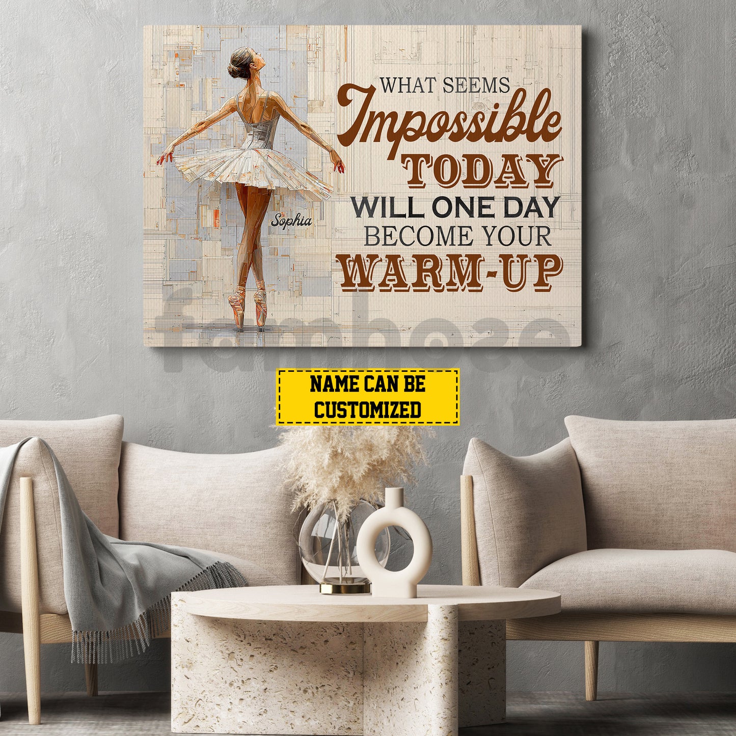 Personalized Ballet Woman Canvas Painting, What Seems Impossible Today Wall Art Decor, Poster Gift For Ballet Lovers