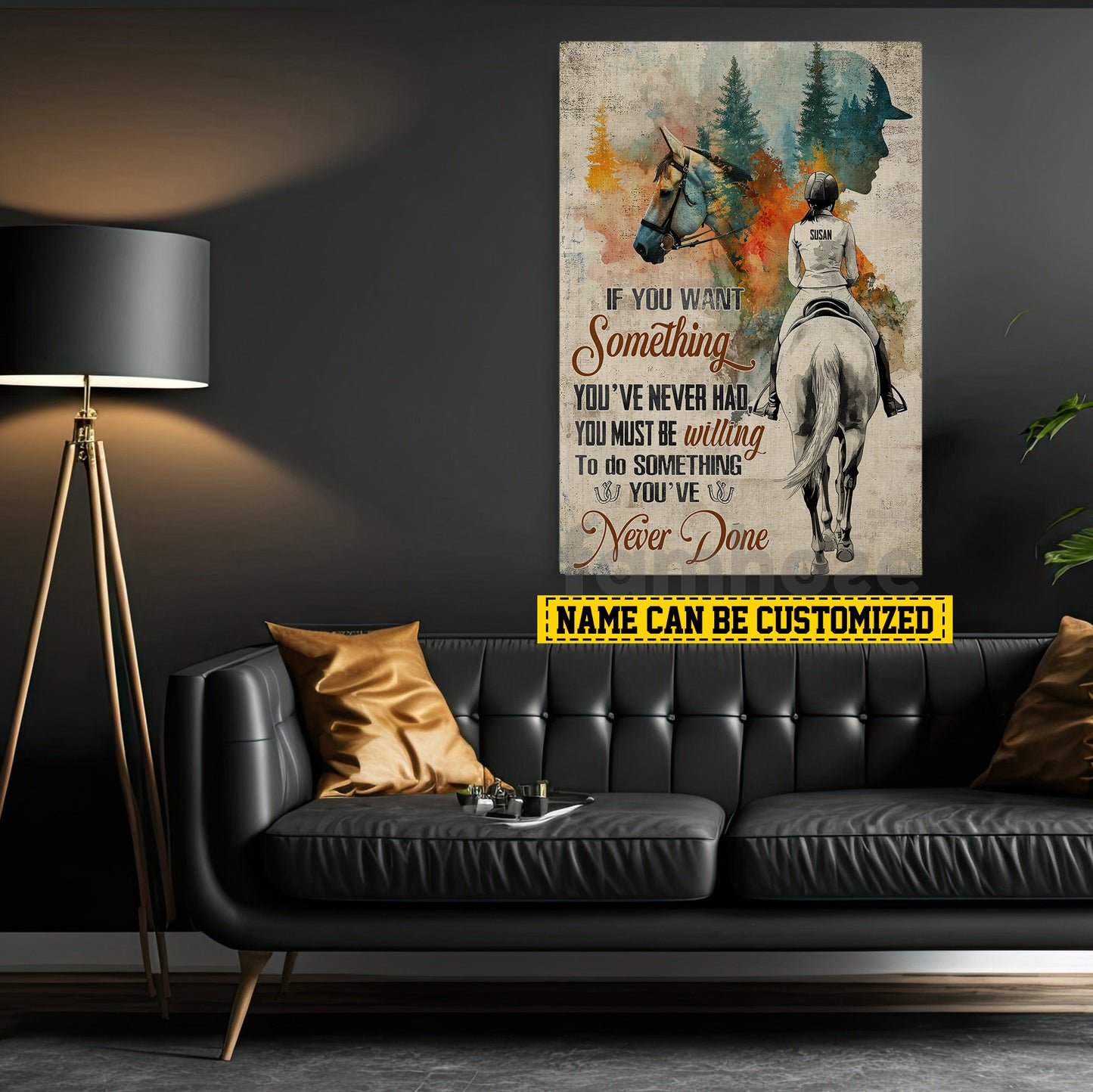 Personalized Horse Riding Girl Canvas Painting, If You Want Something Inspirational Quote Wall Art Decor, Poster Gift For Horse Girl