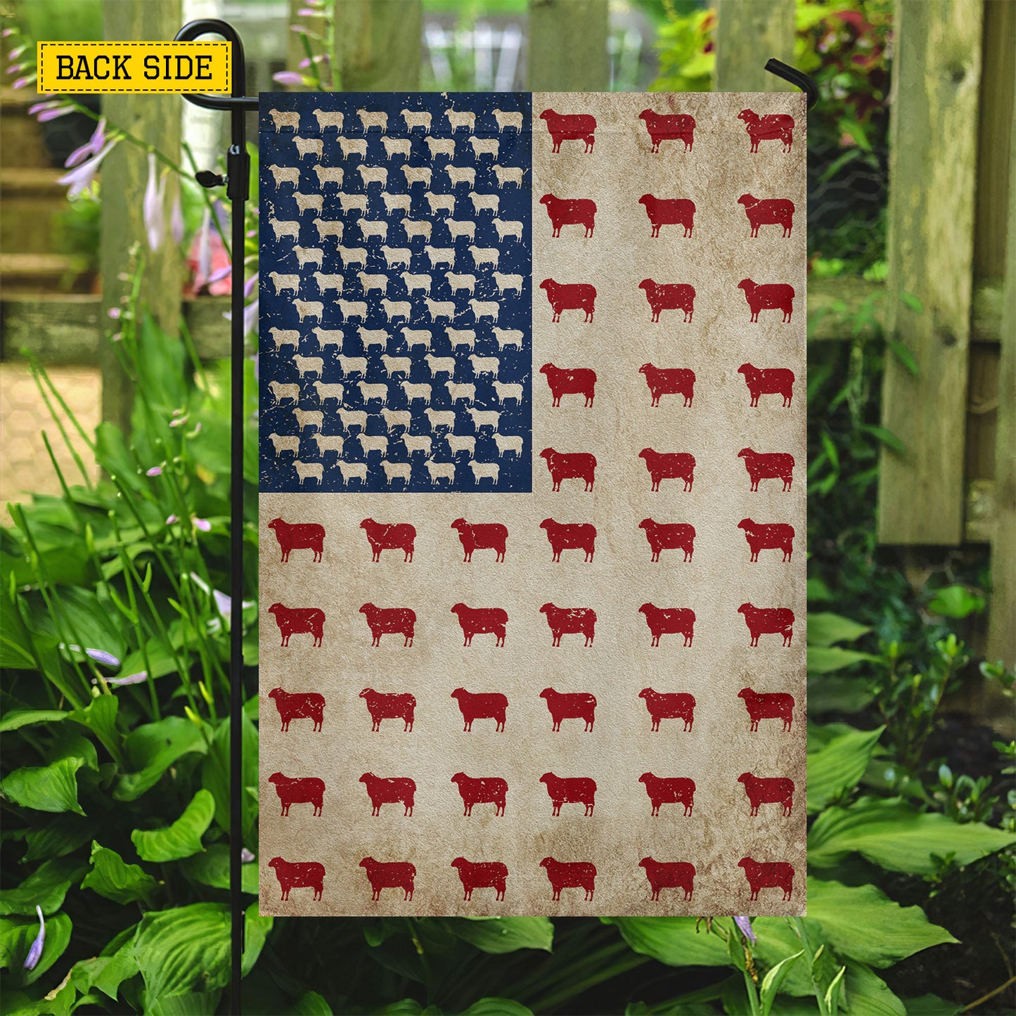 July 4th Sheep USA Garden Flag & House Flag, Independence Day Patriotic Sheep USA Yard Flag Gift For Sheep Lovers, Farmers