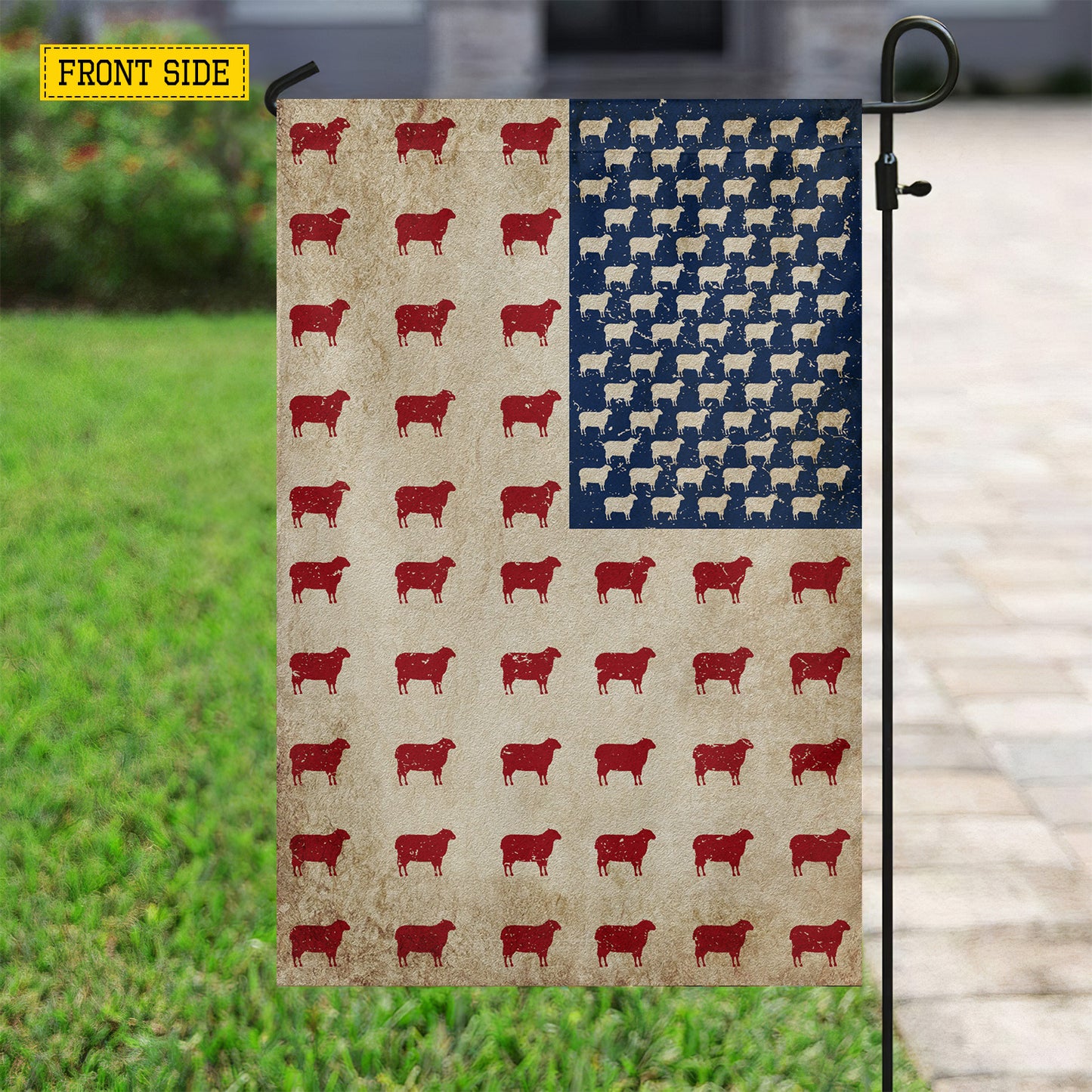 July 4th Sheep USA Garden Flag & House Flag, Independence Day Patriotic Sheep USA Yard Flag Gift For Sheep Lovers, Farmers