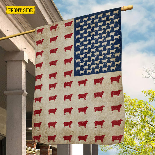 July 4th Sheep USA Garden Flag & House Flag, Independence Day Patriotic Sheep USA Yard Flag Gift For Sheep Lovers, Farmers