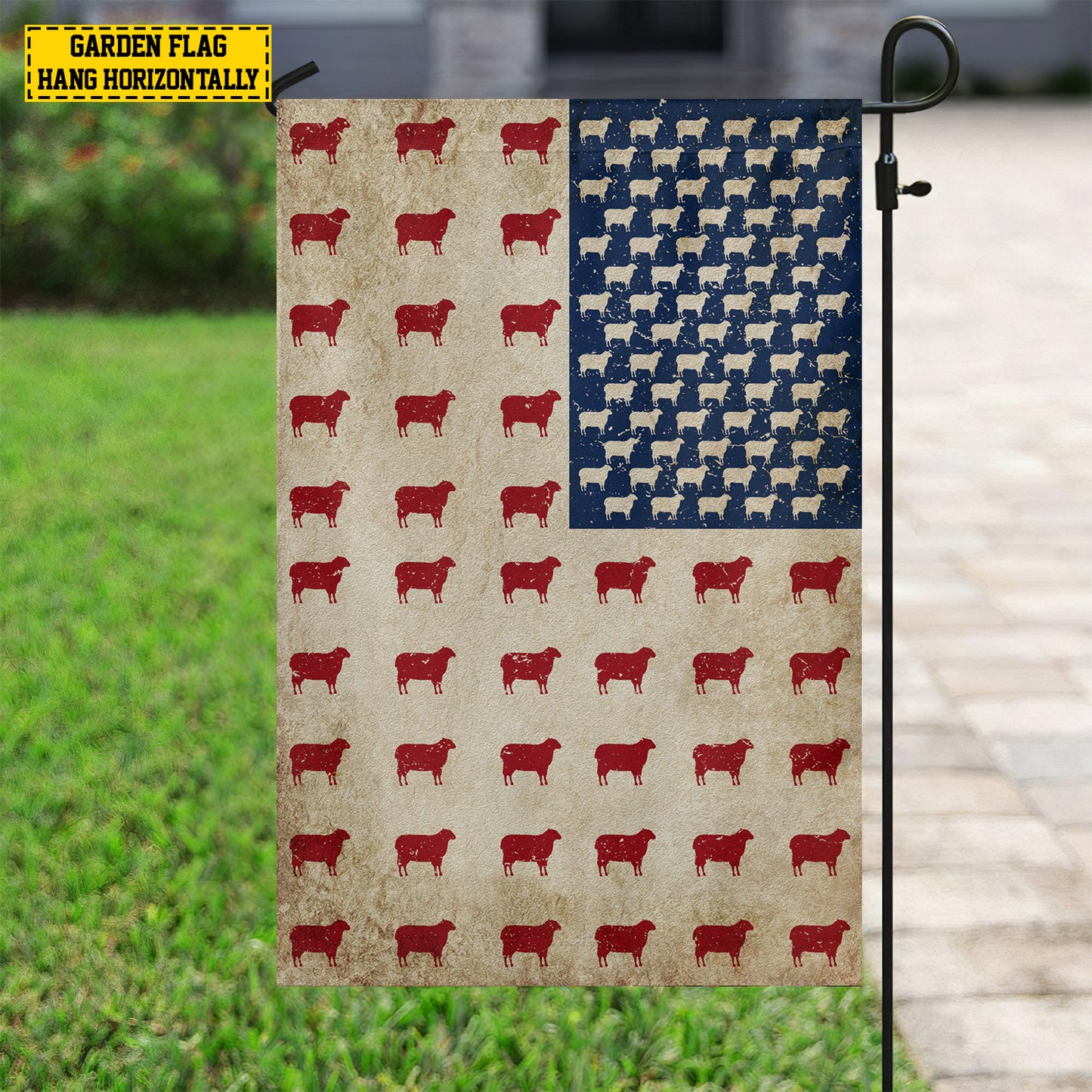 July 4th Sheep American Garden Flag & House Flag, Independence Day Patriotic Sheep USA Yard Flag Gift For Sheep Lovers, Farmers