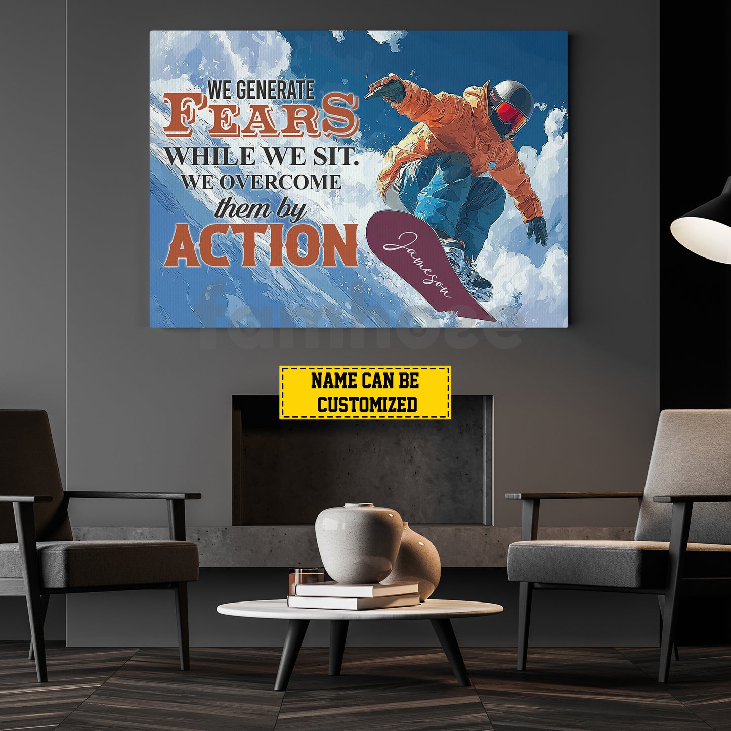 Personalized Snowboarding Canvas Painting, We Generate Fears While We Sit Wall Art Decor, Poster Gift For Snowboarding Lovers