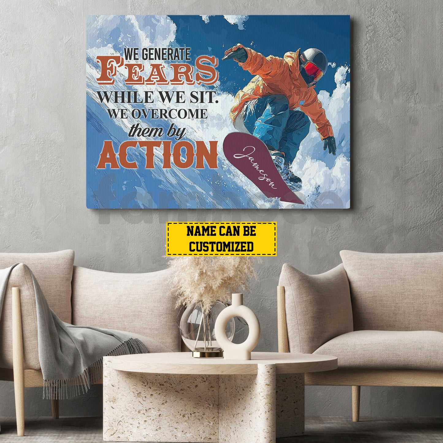 Personalized Snowboarding Canvas Painting, We Generate Fears While We Sit Wall Art Decor, Poster Gift For Snowboarding Lovers