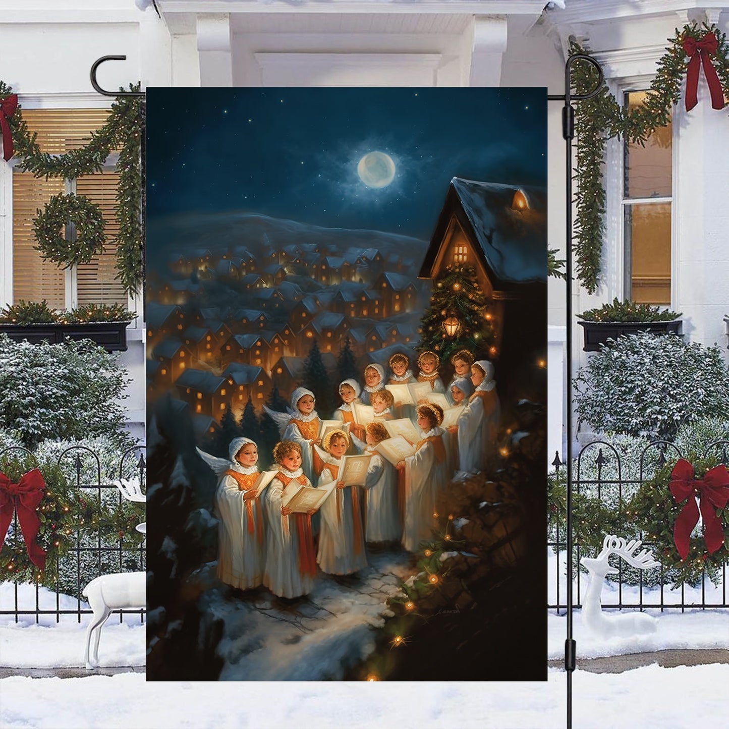 Harmonies Under the Starlit Snow A Christmas Serenade, Christmas Garden Flag - House Flag, Nativity Religious Winter Christians Flag Gift