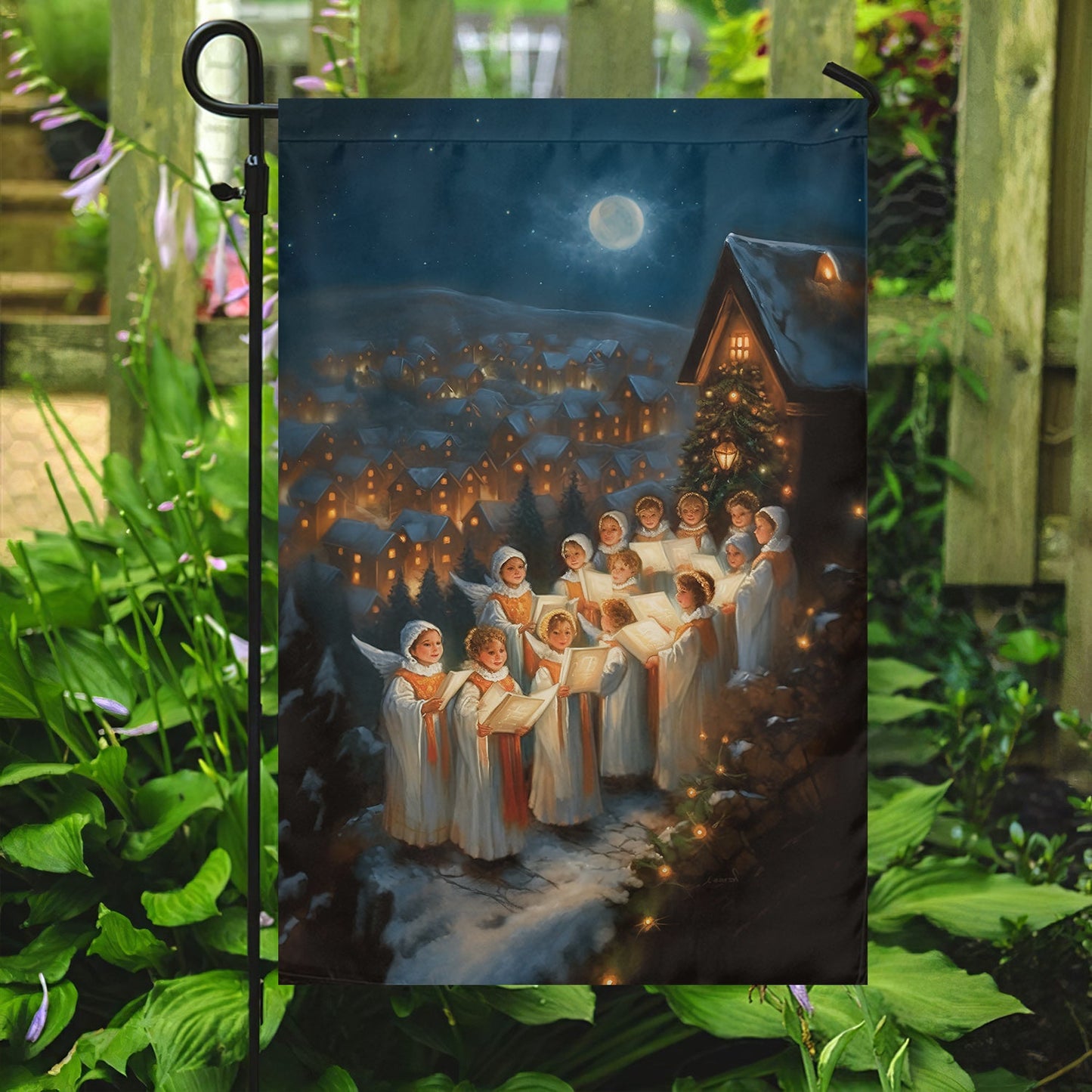 Harmonies Under the Starlit Snow A Christmas Serenade, Christmas Garden Flag - House Flag, Nativity Religious Winter Christians Flag Gift