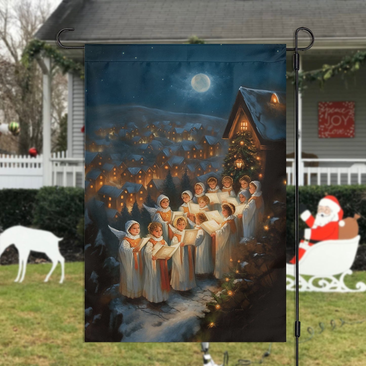 Harmonies Under the Starlit Snow A Christmas Serenade, Christmas Garden Flag - House Flag, Nativity Religious Winter Christians Flag Gift