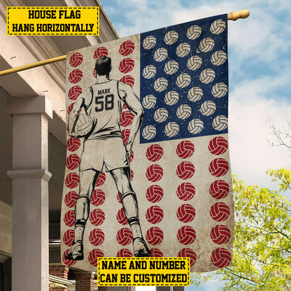 Personalized July 4th Volleyball Man American Garden Flag & House Flag, Independence Day Patriotic Volleyball USA Yard Flag Gift For Volleyball Lovers