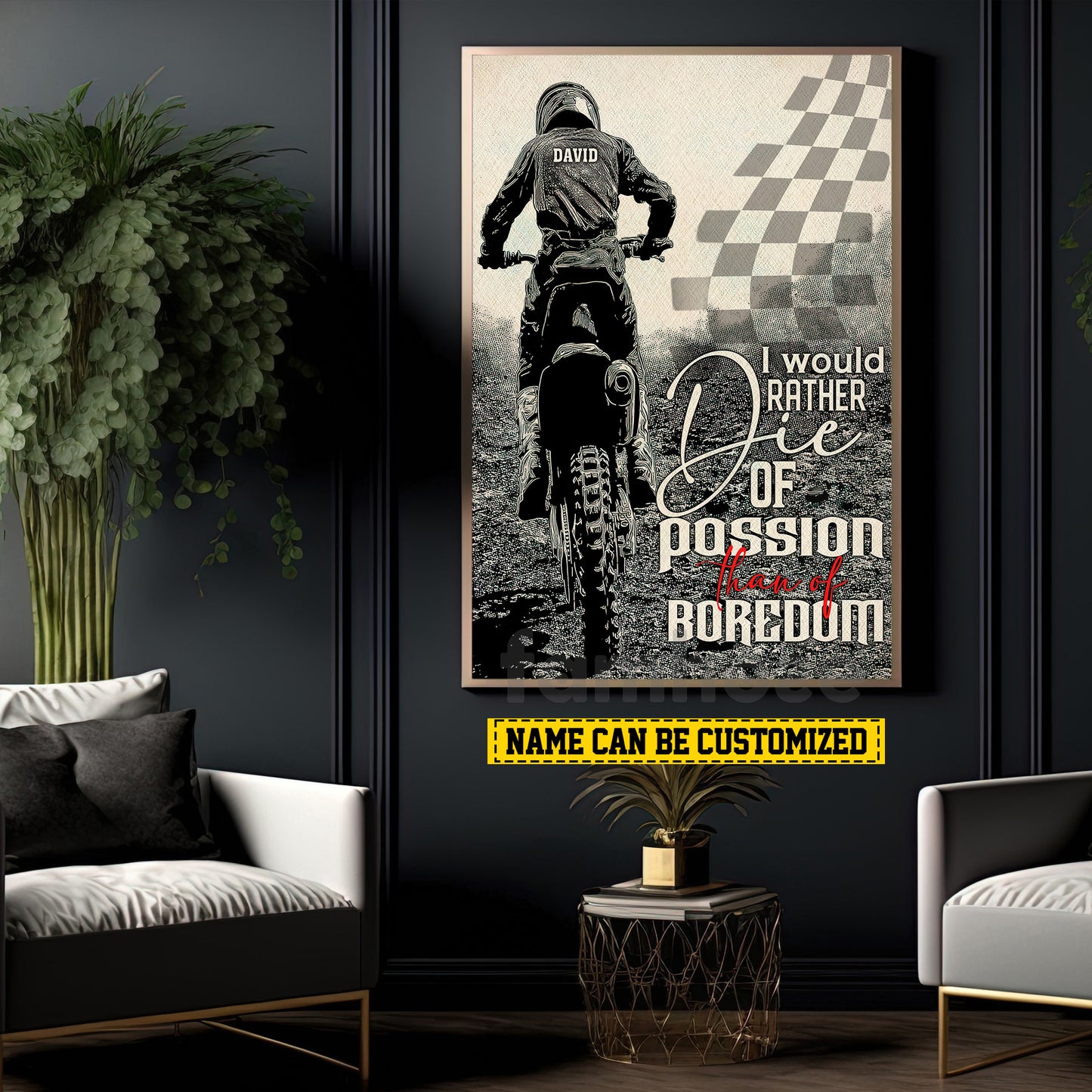 Funny Personalized Motocross Canvas Painting, I Would Rather Die Of Passion Wall Art Decor, Poster Gift For Motocross Lovers