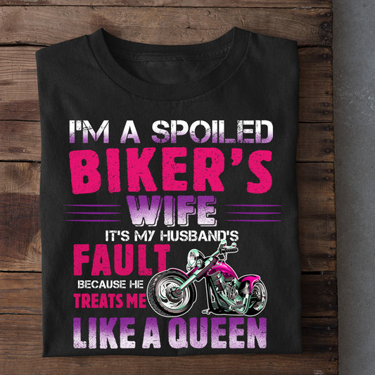 Funny Valentine's Day Biker T-shirt, I'm Not Spoiled Biker's Wife, Romantic Valentines Gift For Motorcycle Lovers, Biker Tees