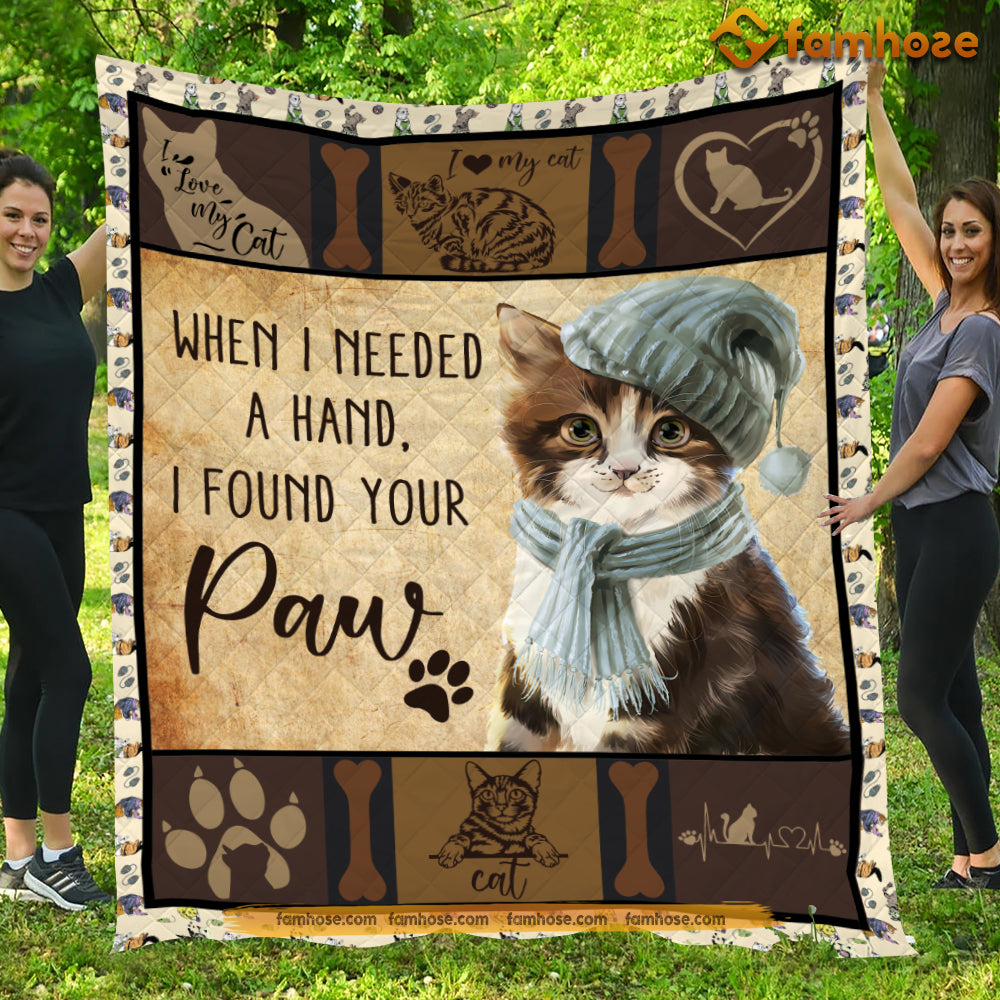 Cat Blanket, When I Needed A Hand I Found Your Paw Fleece Blanket - Sherpa Blanket Gift For Cat Lover, Cat Owners