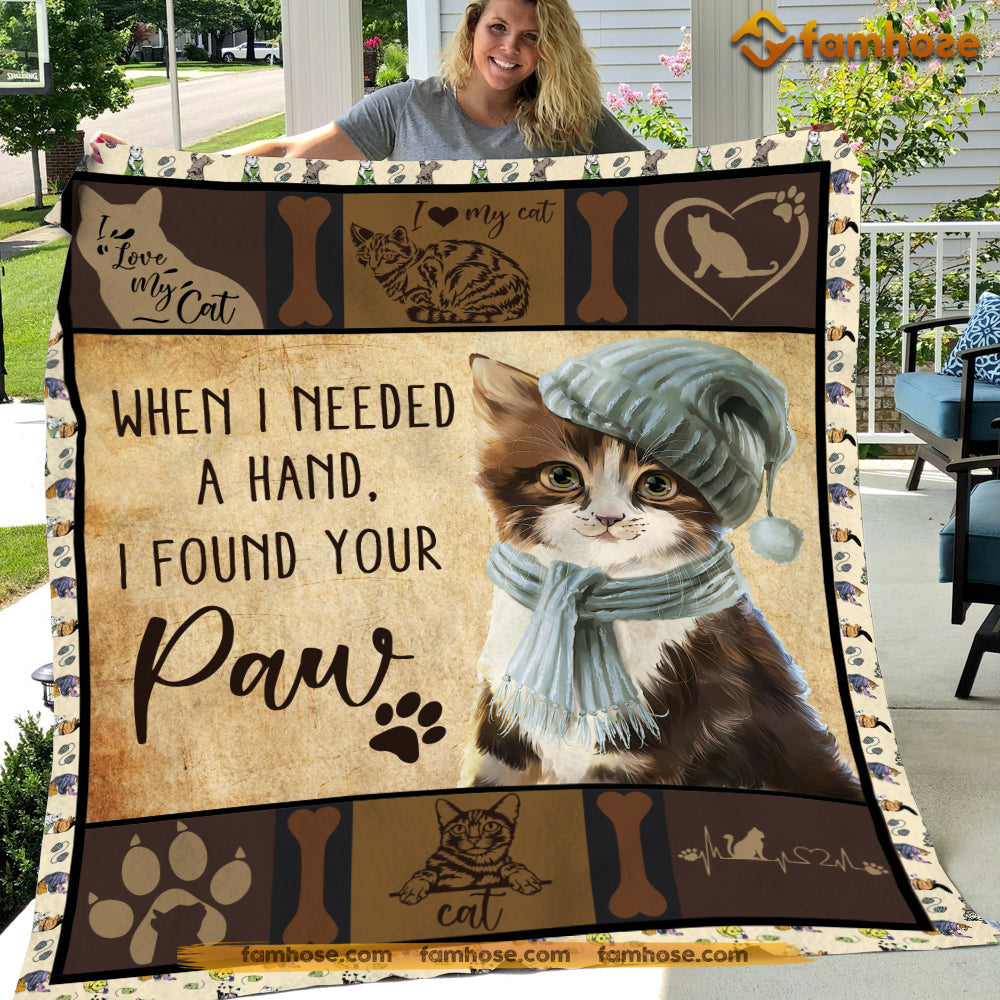 Cat Blanket, When I Needed A Hand I Found Your Paw Fleece Blanket - Sherpa Blanket Gift For Cat Lover, Cat Owners