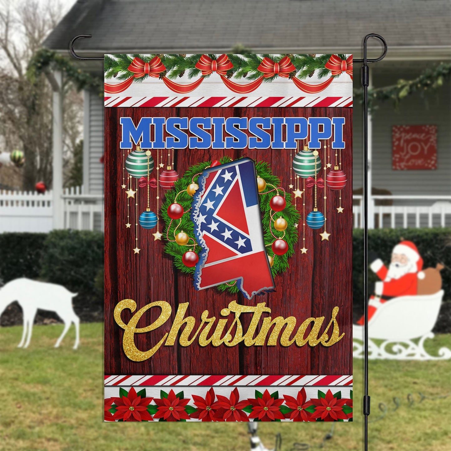 Mississippi Christmas Garden Flag & House Flag, Christmas Flag Gift For Mississippians