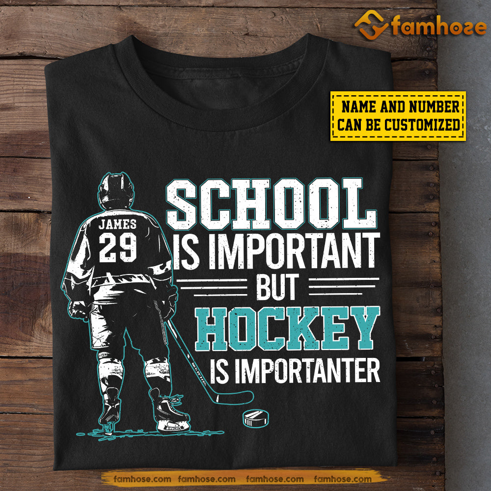 Personalized Funny Back To School Hockey Boy T-shirt, School Is Important But Hockey, Gift For Kids Hockey Lovers, Hockey Boy Players