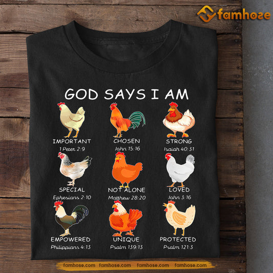 Funny Chicken T-shirt, God Says I Am Special Unique Strong, Gift For Chicken Lovers, Chicken Tees, Farmers Tees