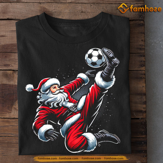 Funny Christmas Santa Claus Playing Soccer T-shirt, Xmas Gift For Soccer Lovers, Soccer Players