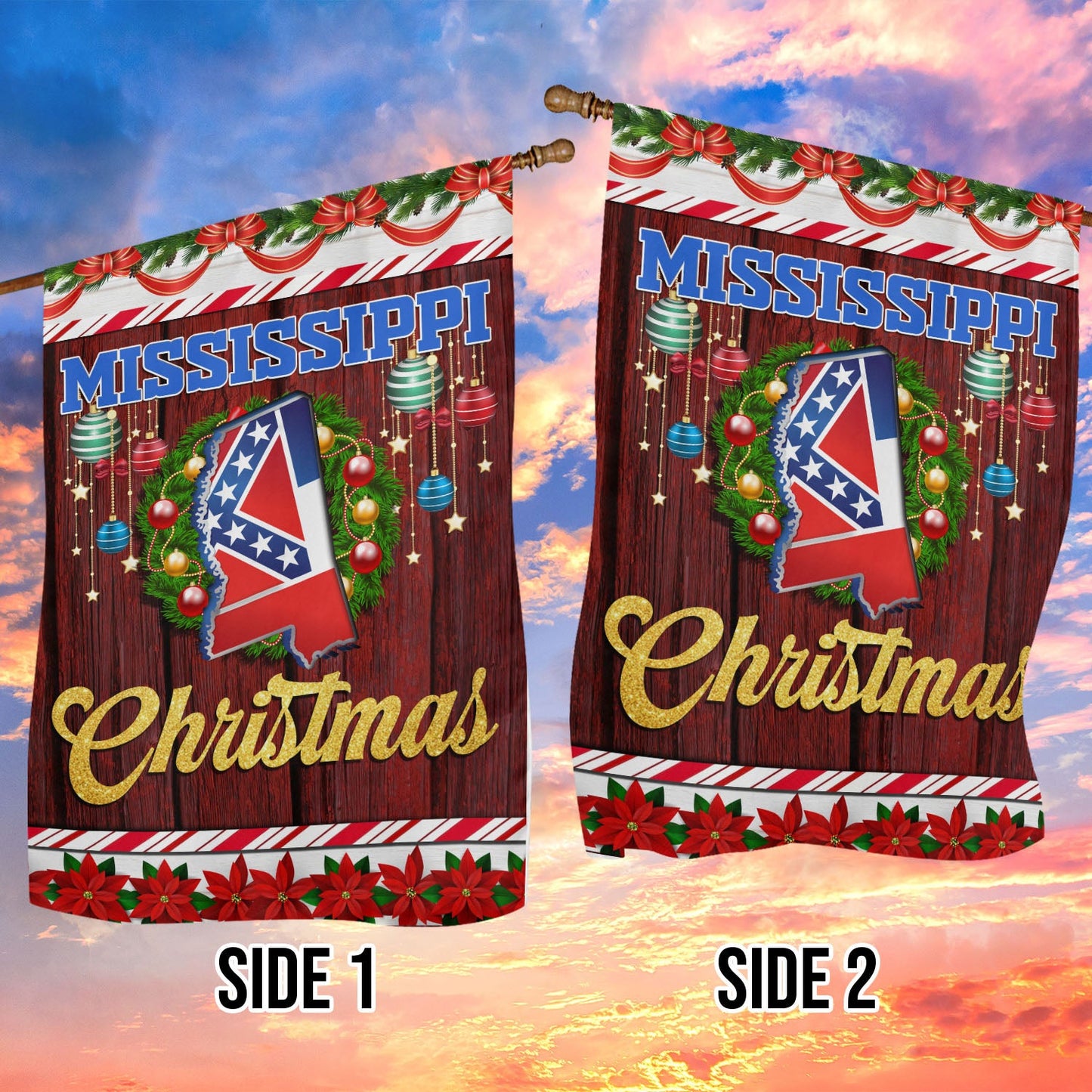 Mississippi Christmas Garden Flag & House Flag, Christmas Flag Gift For Mississippians