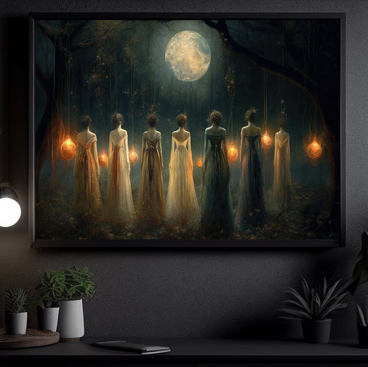 Mystery Moon Calling Magic, Witchy Canvas Painting, Wall Art Decor, Halloween Poster Gift