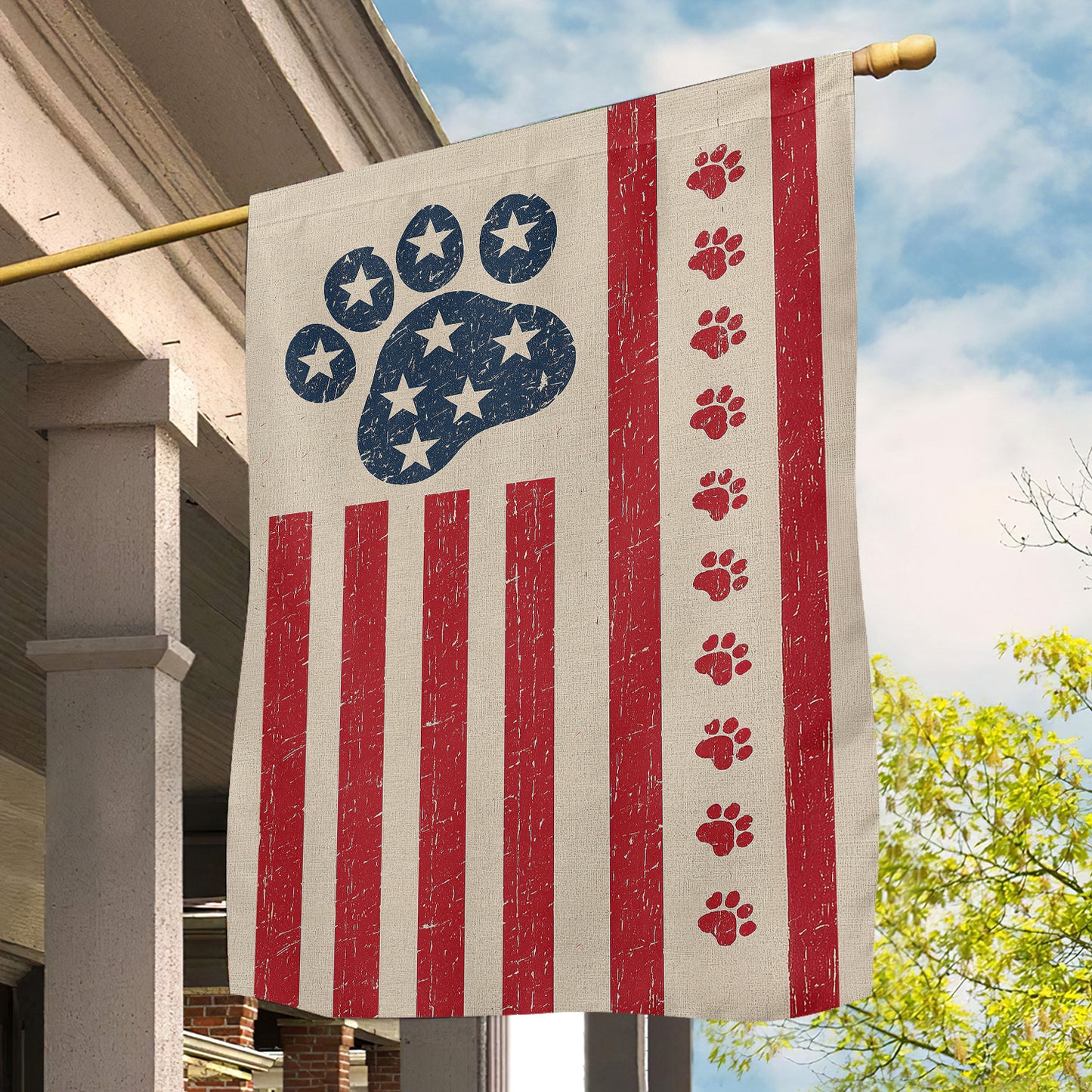 July 4th American Dog Garden Flag House Flag, Independence Day Patriotic Dog USA Yard Flag Gift For Dog Lovers, American Lovers