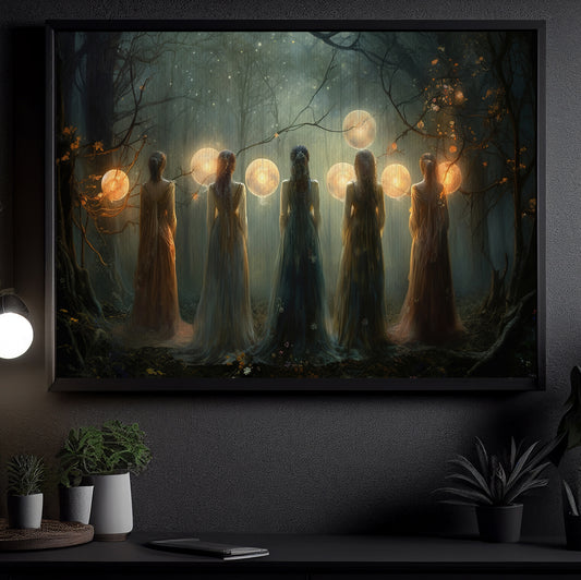 In The Forest Have Moon Calling Magic Witchy Canvas Wall Art Print - Mystic Invocation Witch Poster Print Art For Decorating Your Home