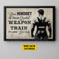 Personalized Wrestling Man Canvas Painting, Your Mindset Is Your Greastest Weapon Inspirational Quote Wall Art Decor, Poster Gift For Wrestling Lovers