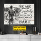 Motivational Personalized Soccer Man Canvas Painting, We Are What We Repeatedly Sports Quotes Wall Art Decor, Poster Gift For Soccer Lovers
