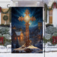 Majestic Midnight Cross Garden Flag & House Flag, Nativity Religious Winter Christians Flag Gift